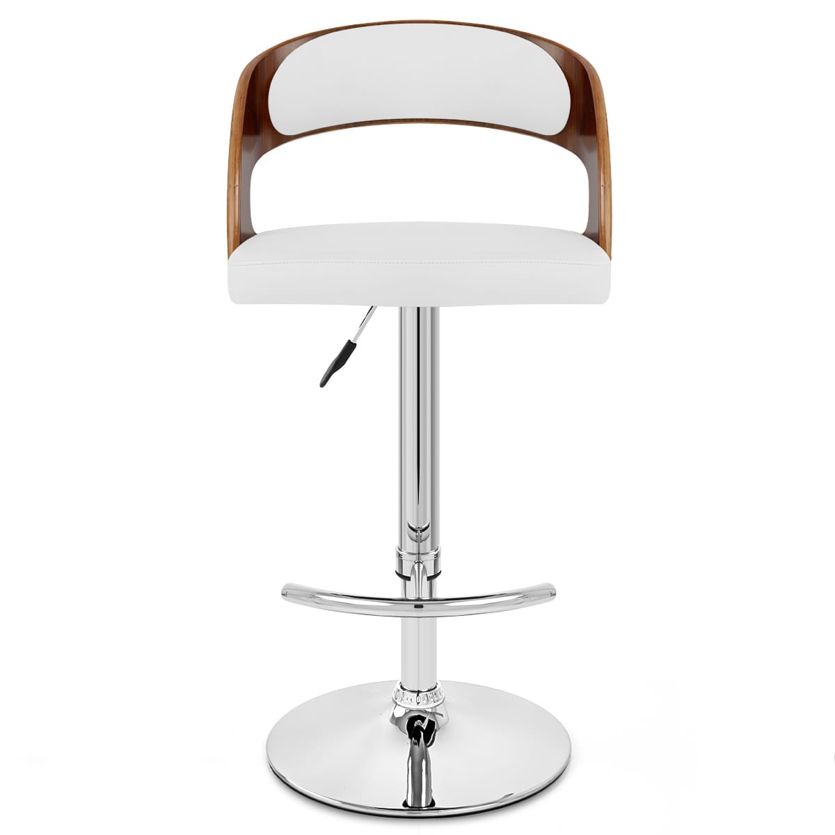 Sgabello Legno Cromato - Eve Noce Bianco