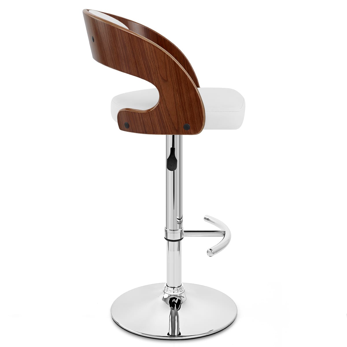 Sgabello Legno Cromato - Eve Noce Bianco