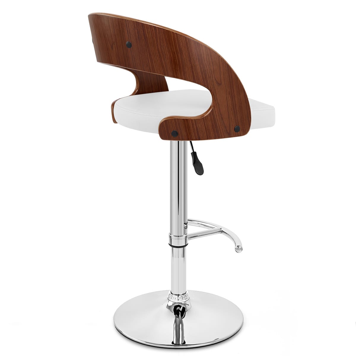 Sgabello Legno Cromato - Eve Noce Bianco