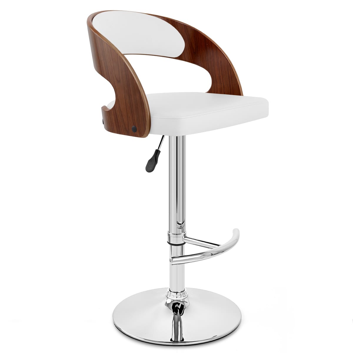 Sgabello Legno Cromato - Eve Noce Bianco