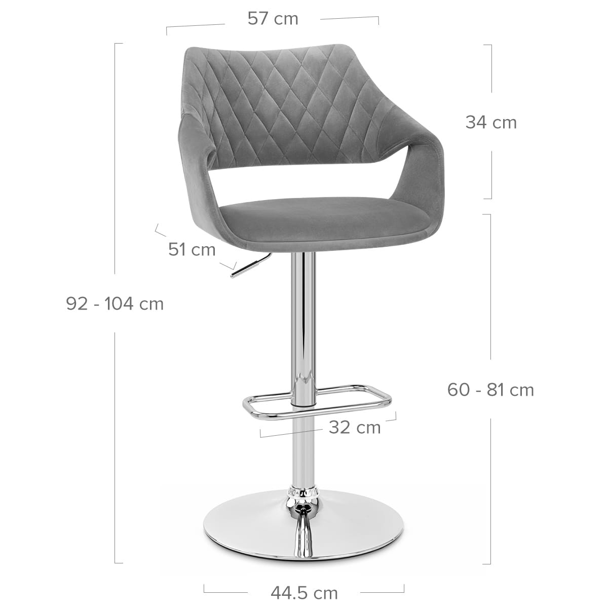 Sgabello Velluto - Fairfield Grigio
