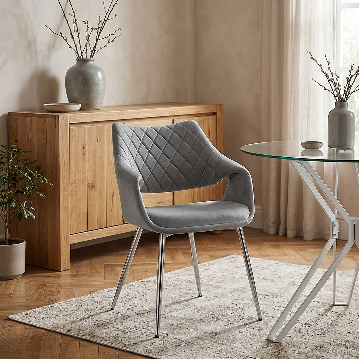 Sedia Velluto Cromato - Fairfield Grigio