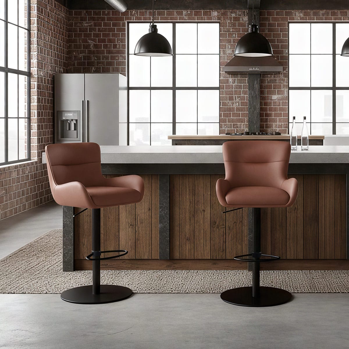 Sgabello Vera Pelle - Faraday Marrone