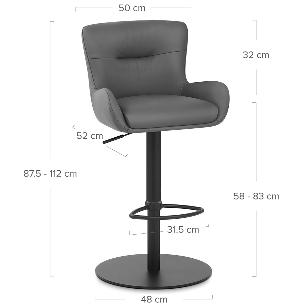 Sgabello Vera Pelle - Faraday Grigio scuro