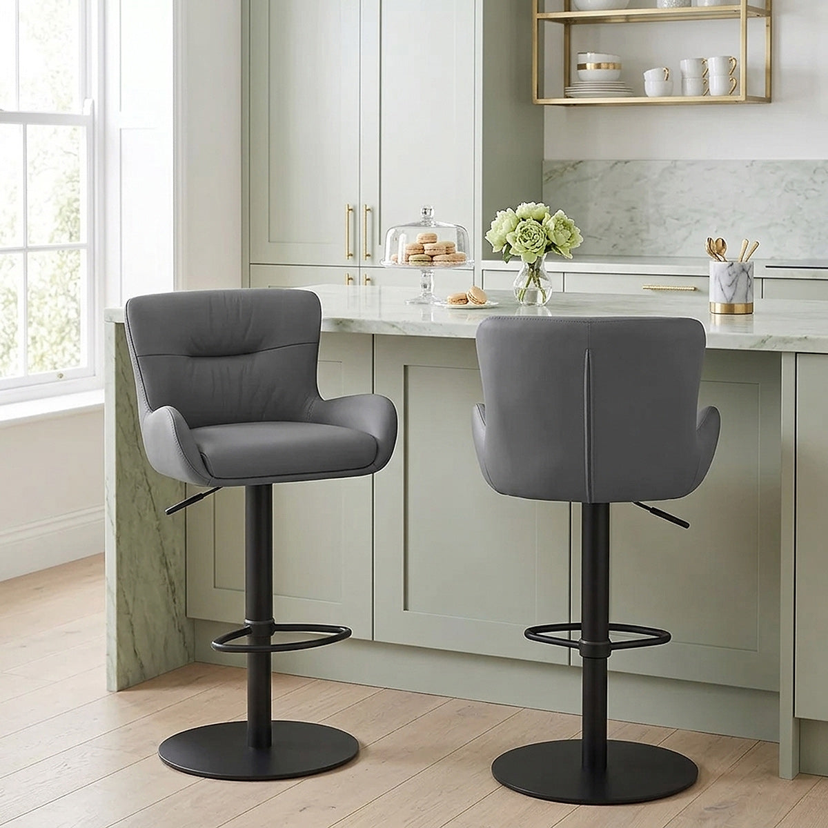 Sgabello Vera Pelle - Faraday Grigio scuro