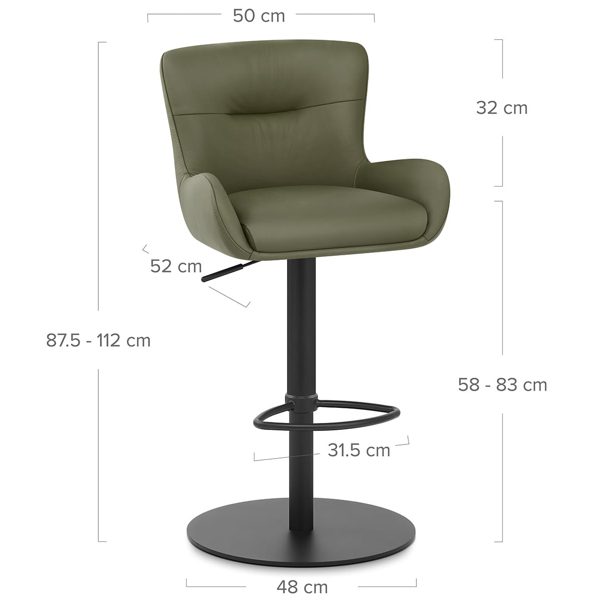 Sgabello Vera Pelle - Faraday Verde