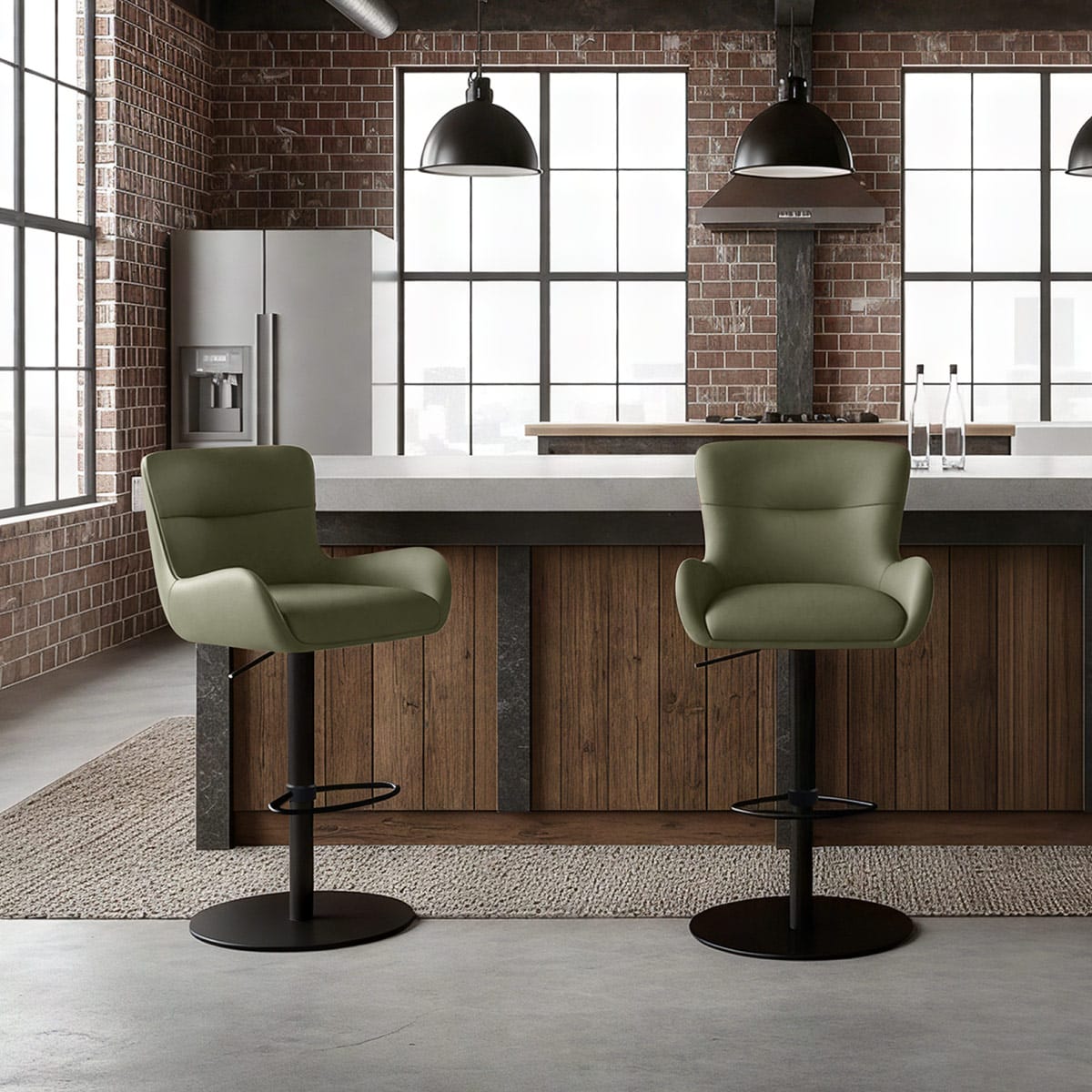 Sgabello Vera Pelle - Faraday Verde