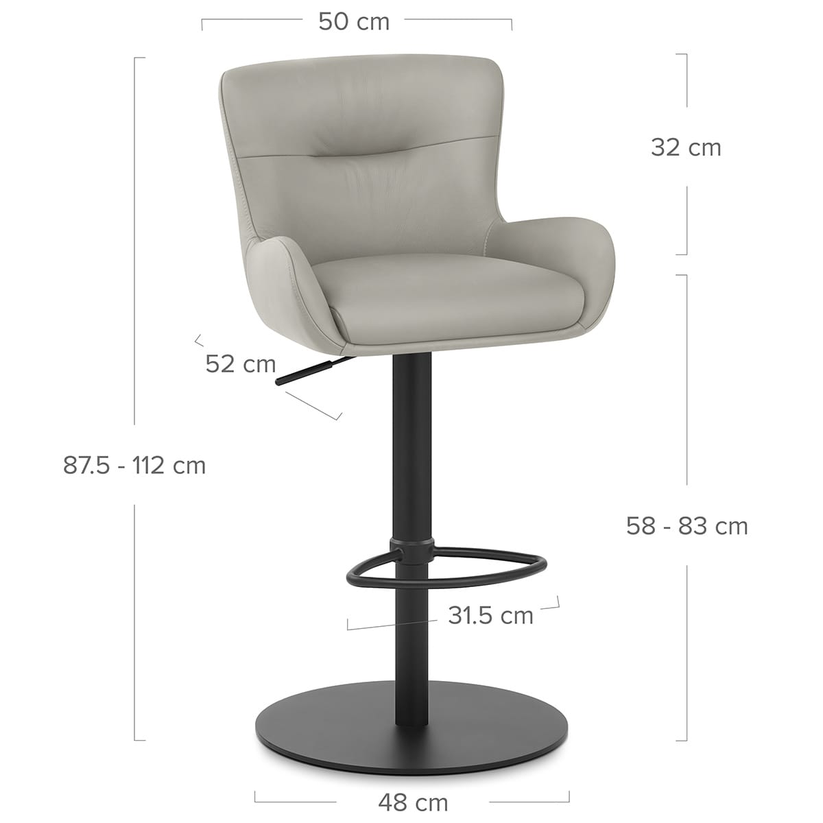 Sgabello Vera Pelle - Faraday Grigio