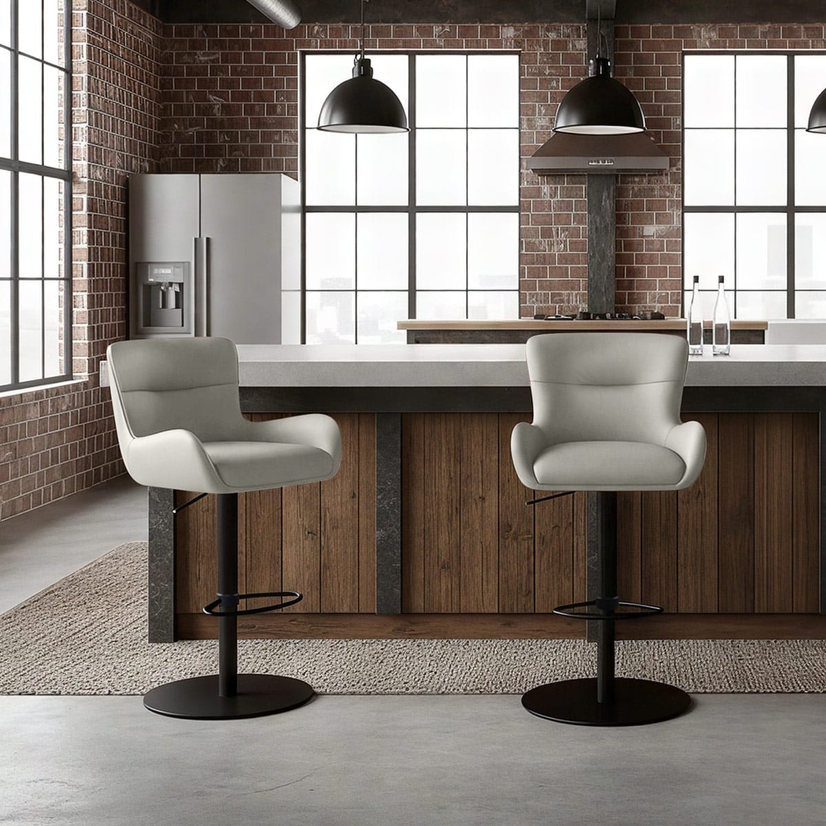 Sgabello Vera Pelle - Faraday Grigio