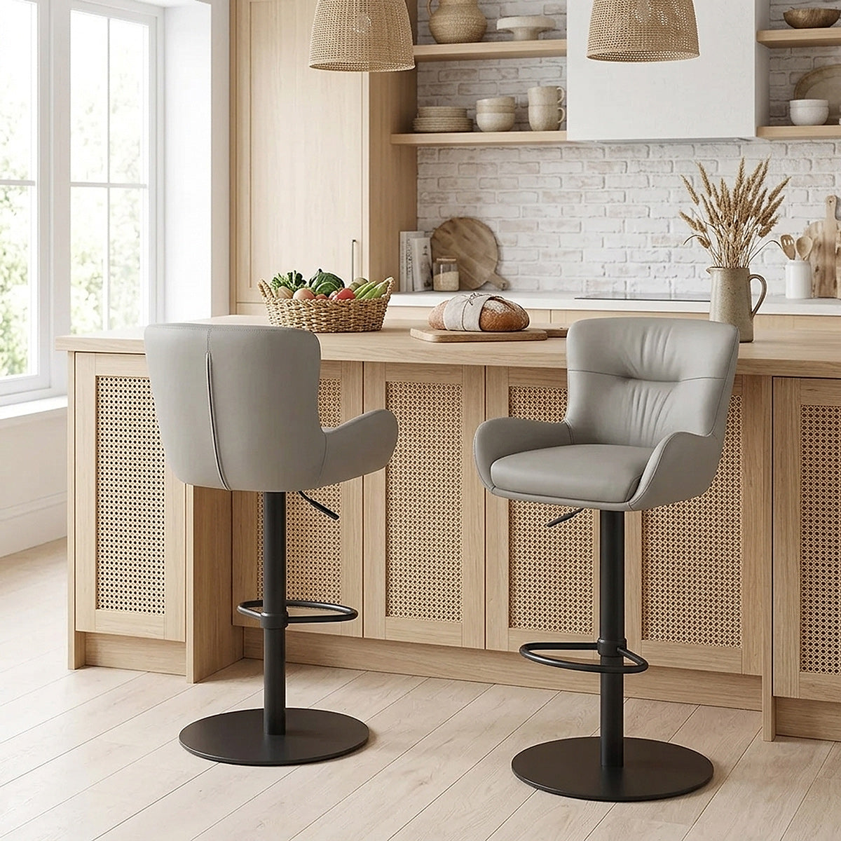 Sgabello Vera Pelle - Faraday Grigio
