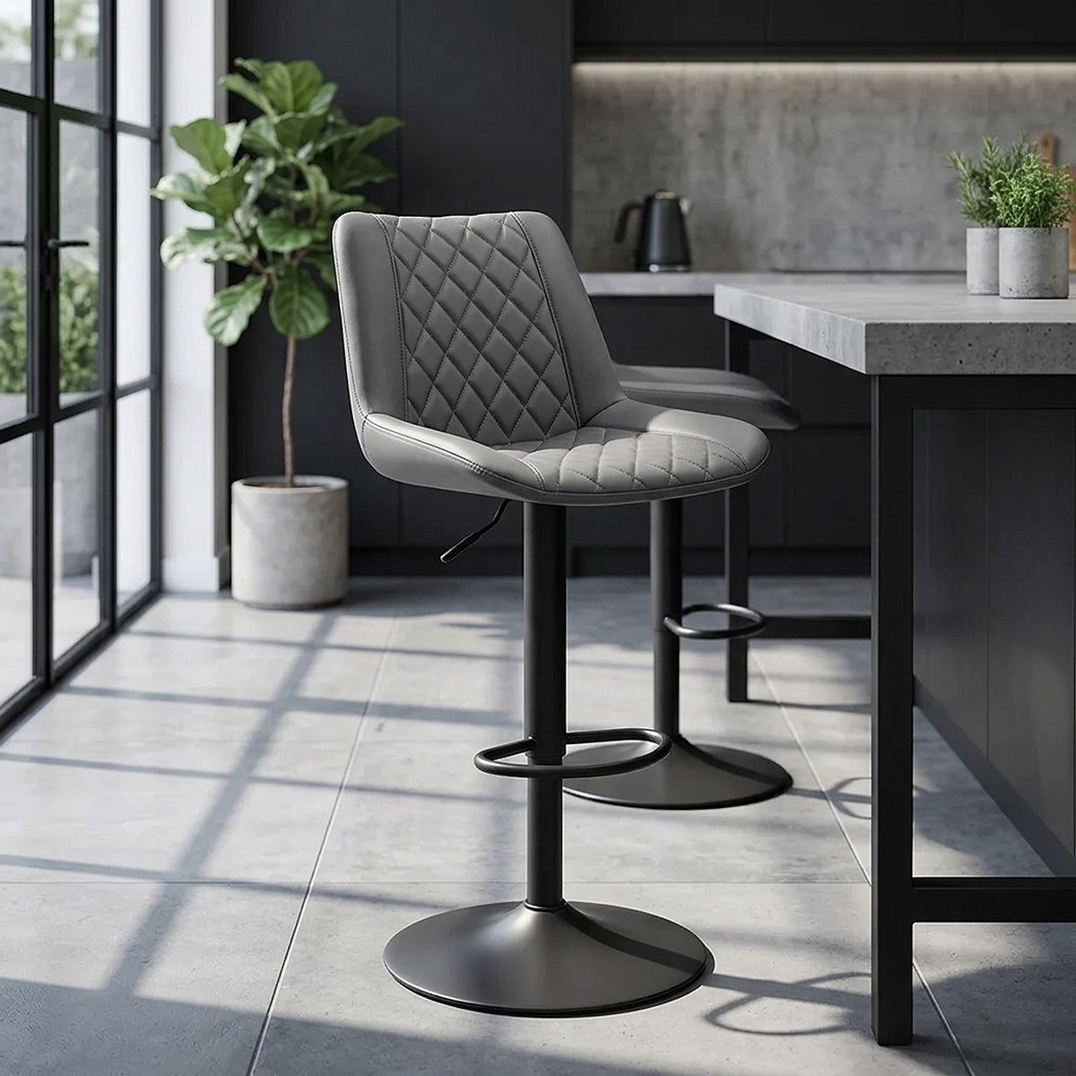 Sgabello Ecopelle Metallo - Faro Grigio