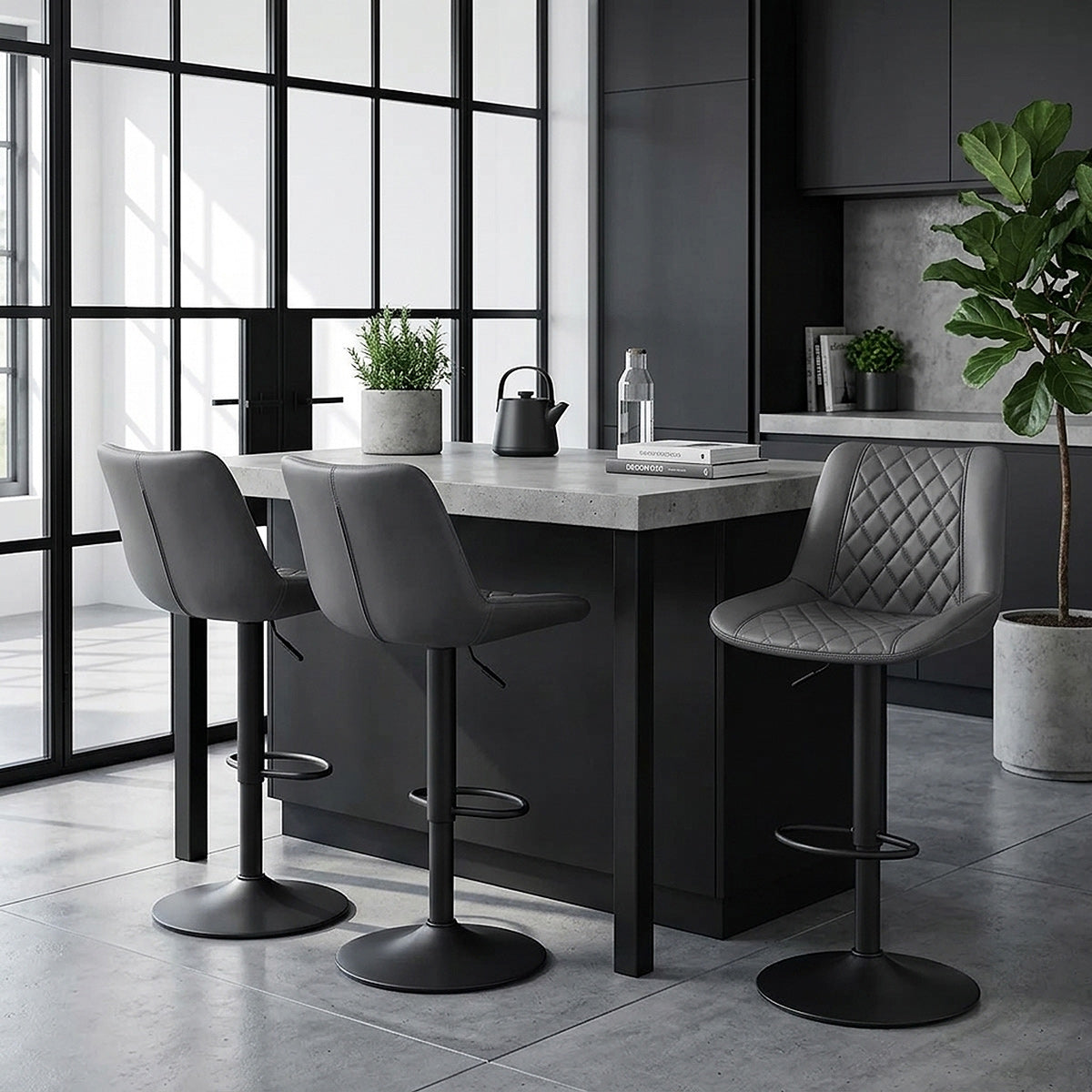 Sgabello Ecopelle Metallo - Faro Grigio
