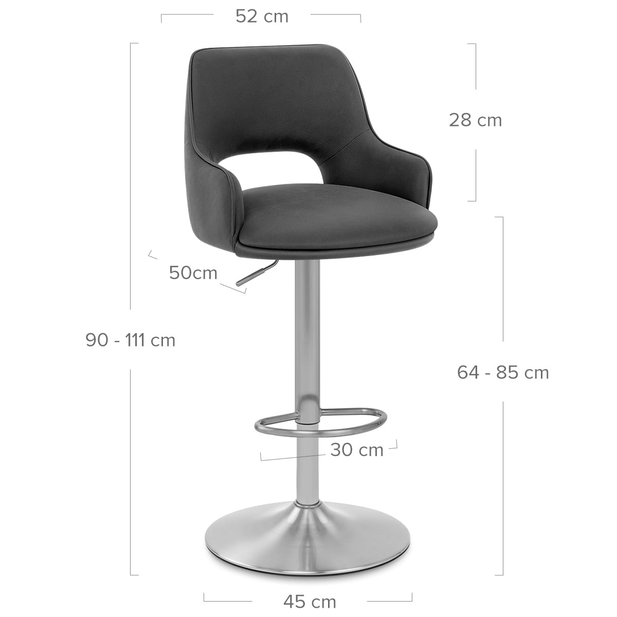 Sgabello Ecopelle - Fiji Grigio scuro