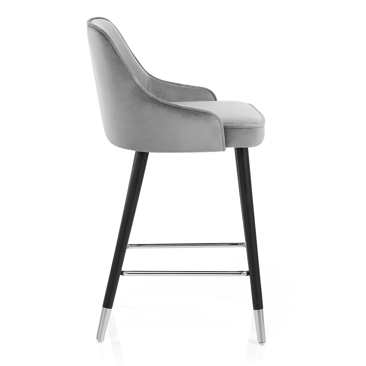 Sgabello Velluto Legno - Glam Grigio