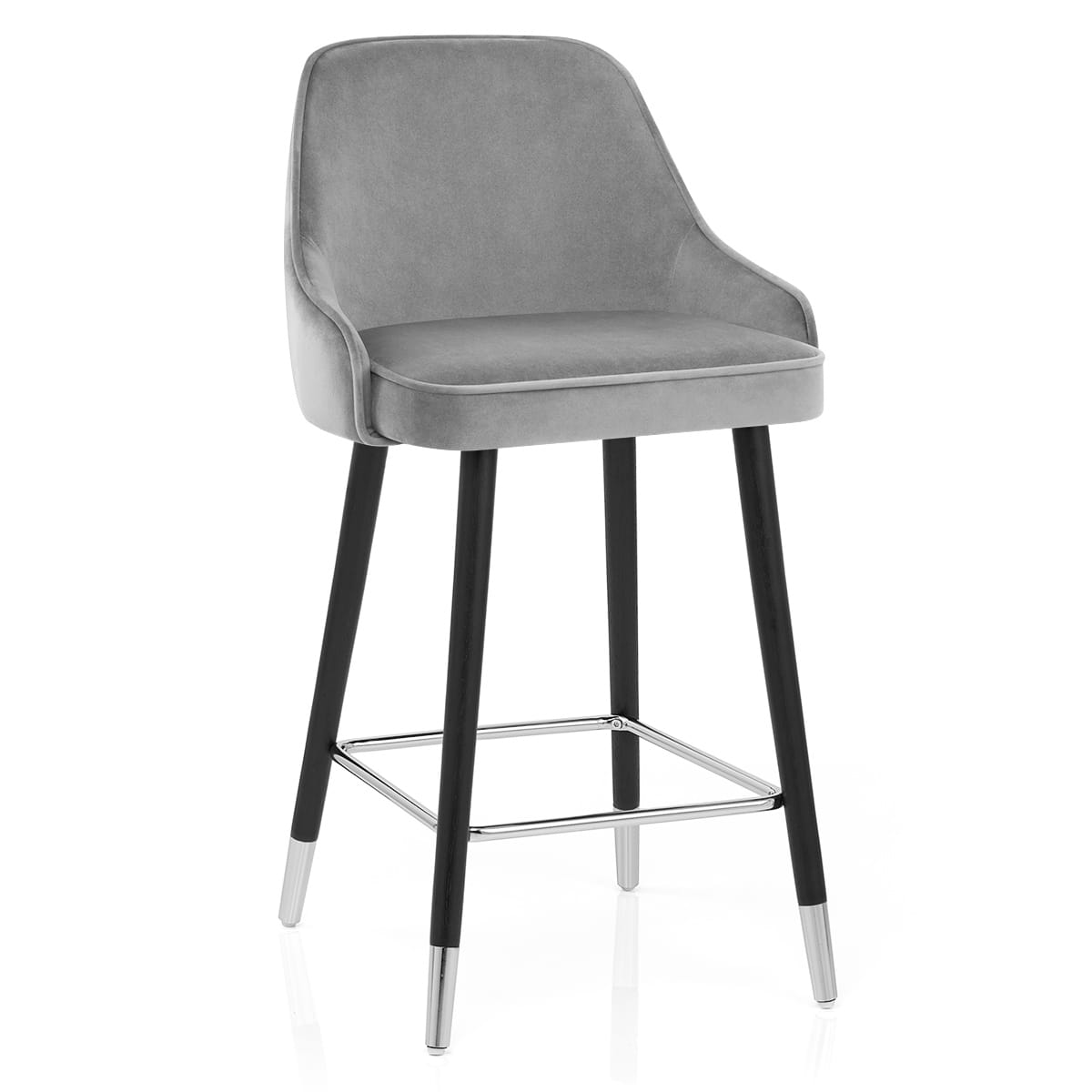 Sgabello Velluto Legno - Glam Grigio