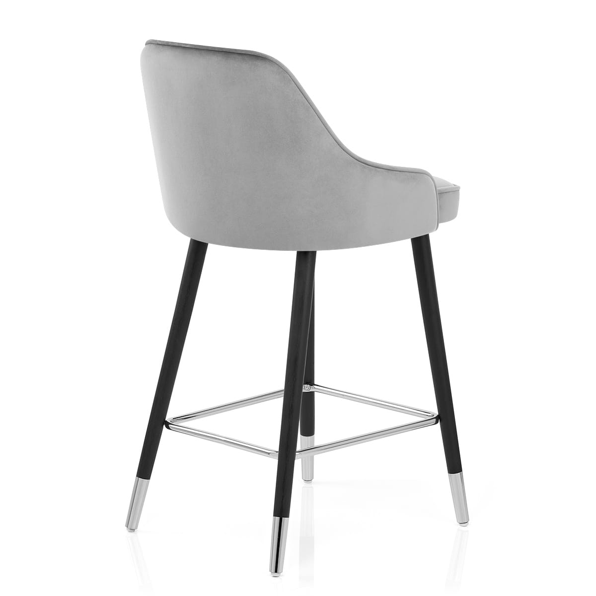 Sgabello Velluto Legno - Glam Grigio