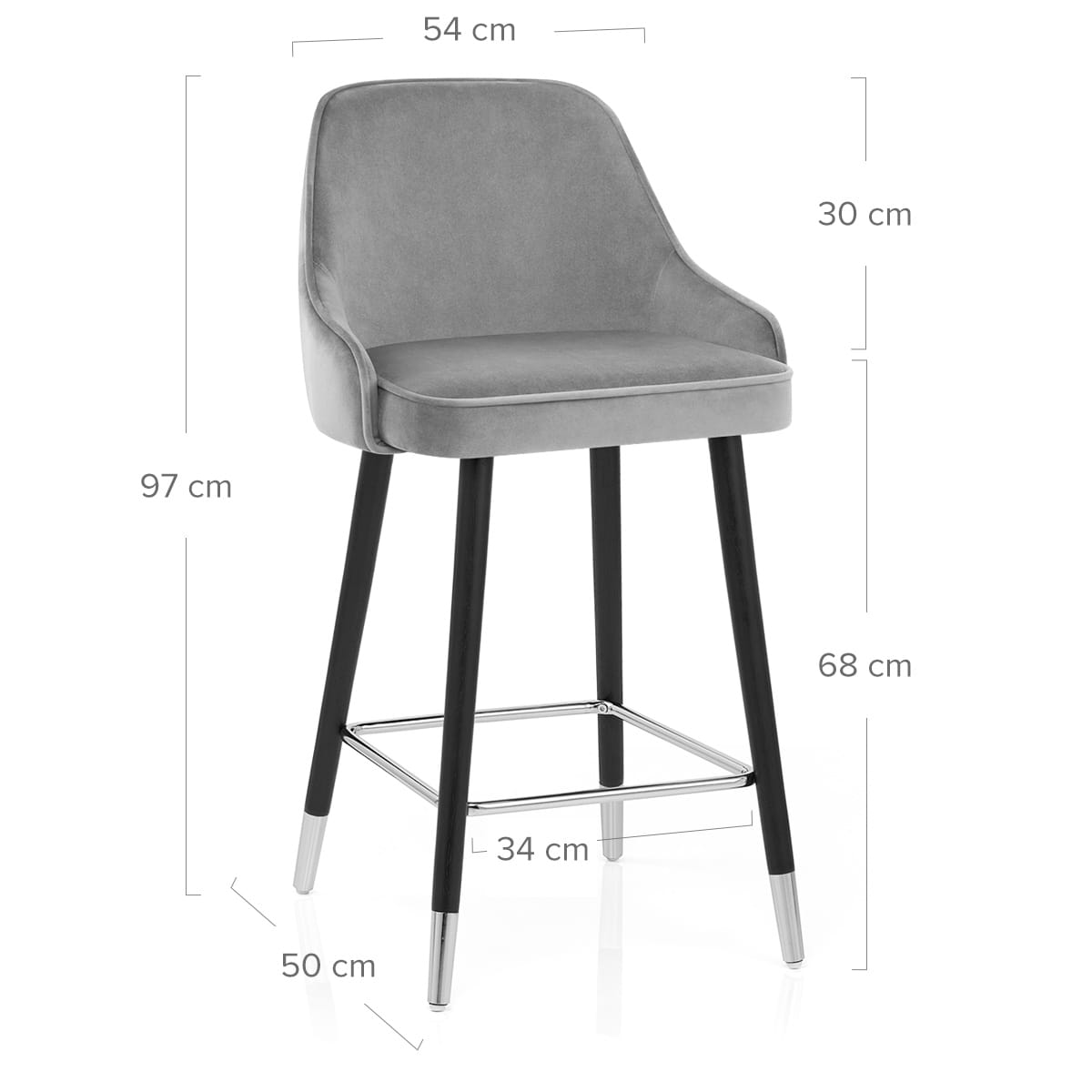 Sgabello Velluto Legno - Glam Grigio
