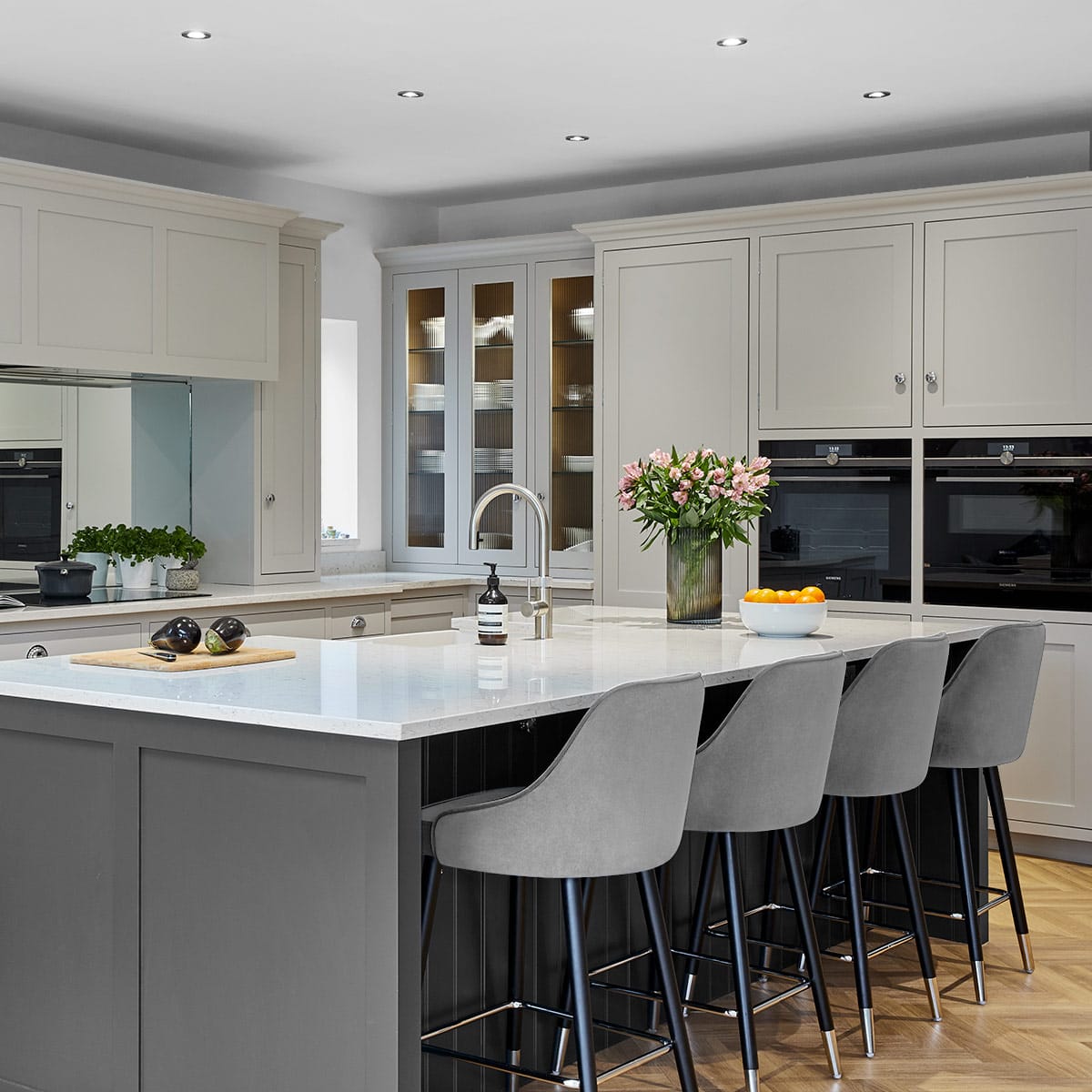 Sgabello Velluto Legno - Glam Grigio