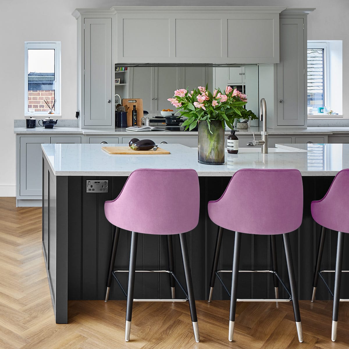 Sgabello Velluto Legno - Glam Viola