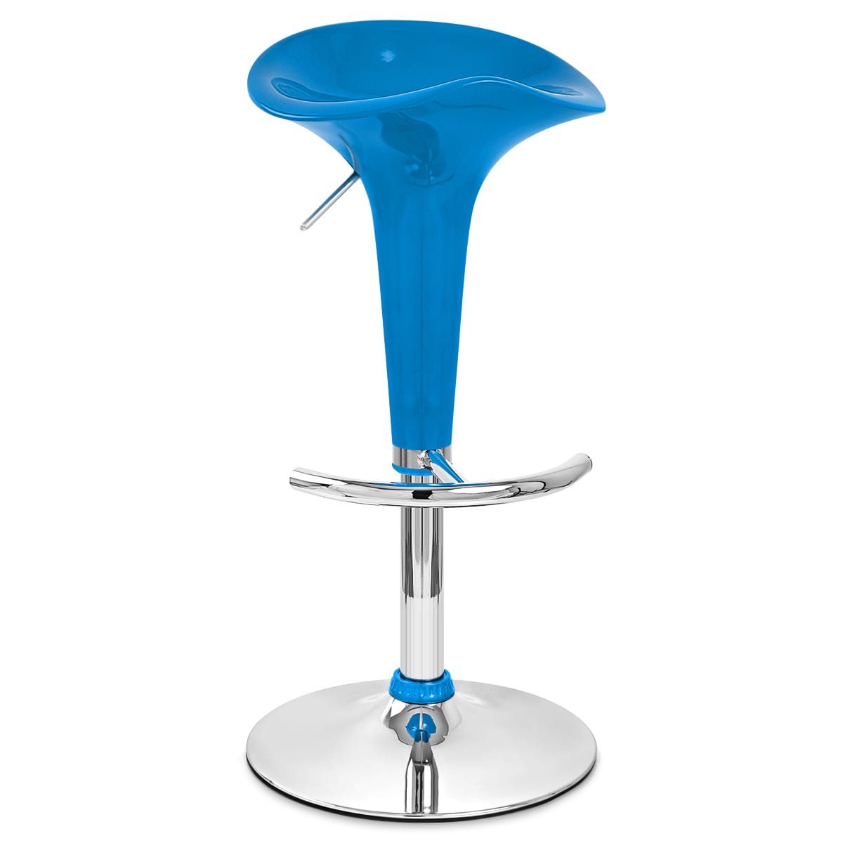 Sgabello Plastica Cromato - Gloss Coco Blu