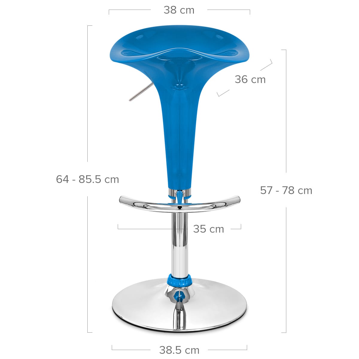 Sgabello Plastica Cromato - Gloss Coco Blu