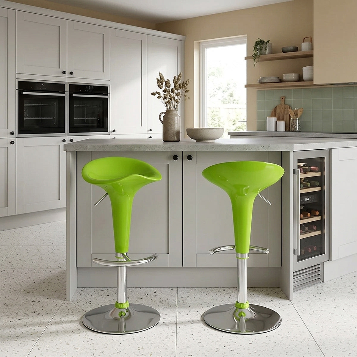 Sgabello Plastica Cromato - Gloss Coco Verde