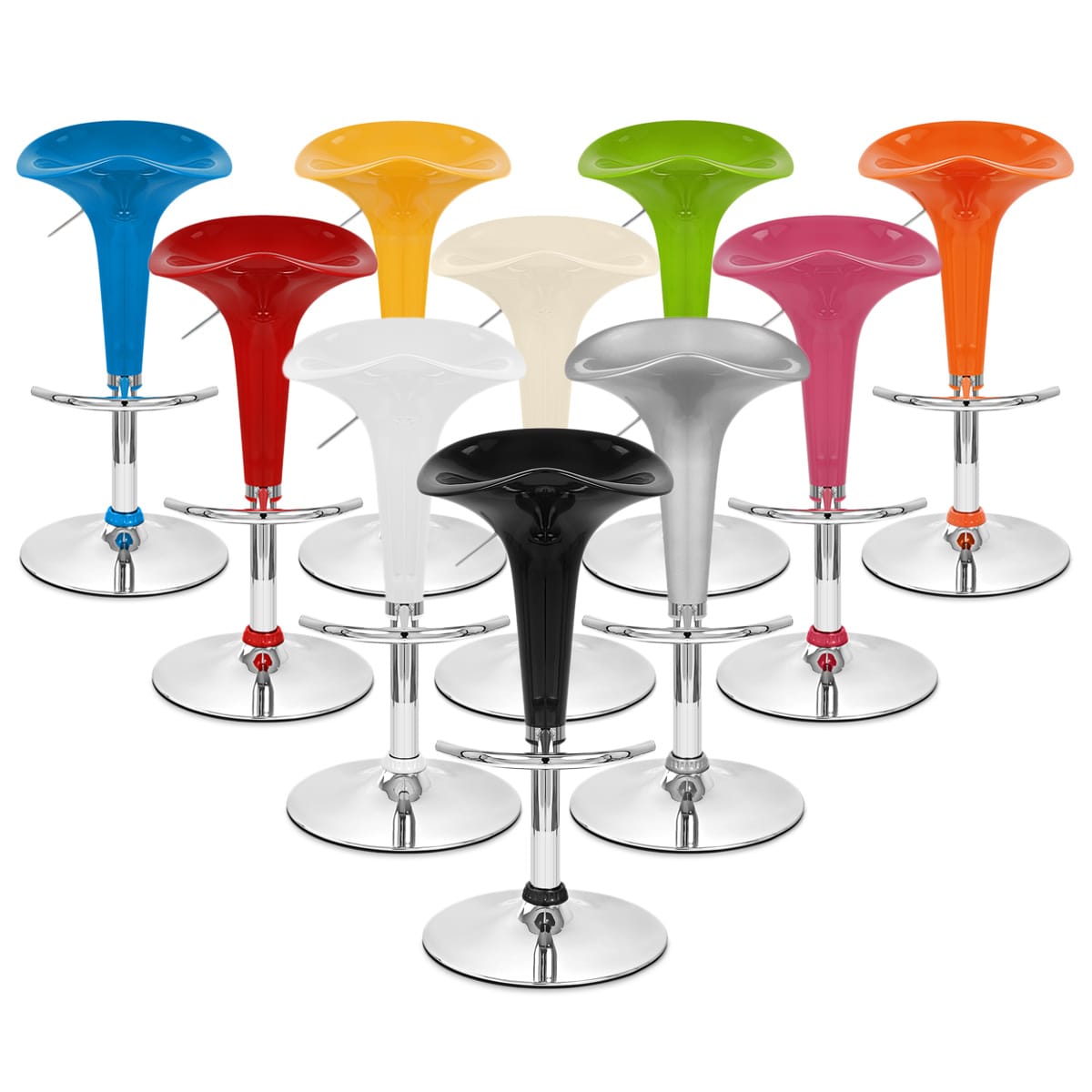 Sgabello Plastica Cromato - Gloss Coco Arancione
