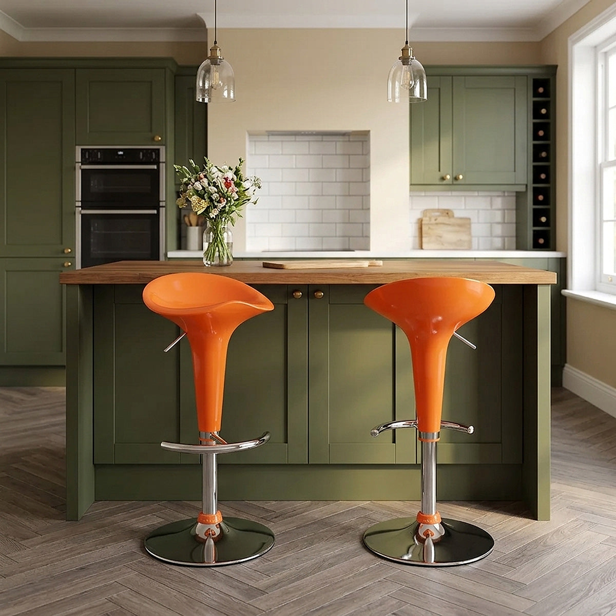 Sgabello Plastica Cromato - Gloss Coco Arancione