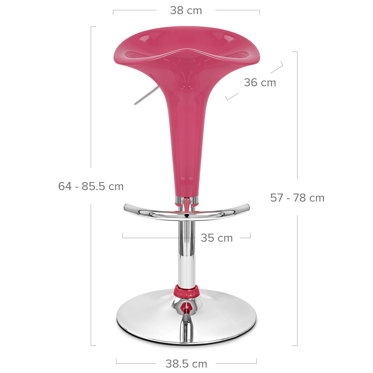 Sgabello Plastica Cromato - Gloss Coco Rosa