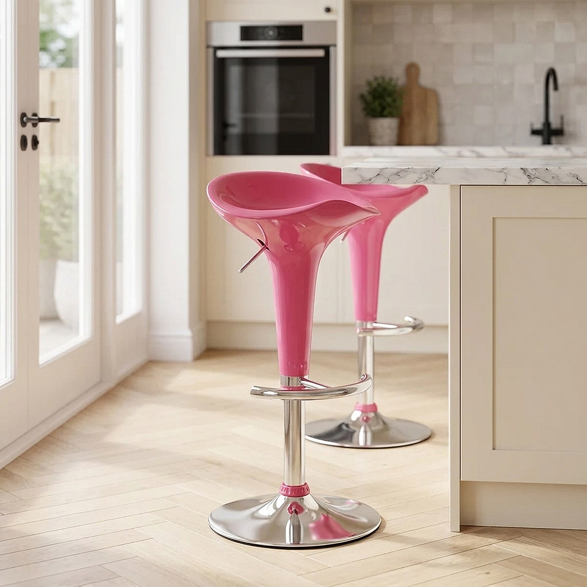 Sgabello Plastica Cromato - Gloss Coco Rosa