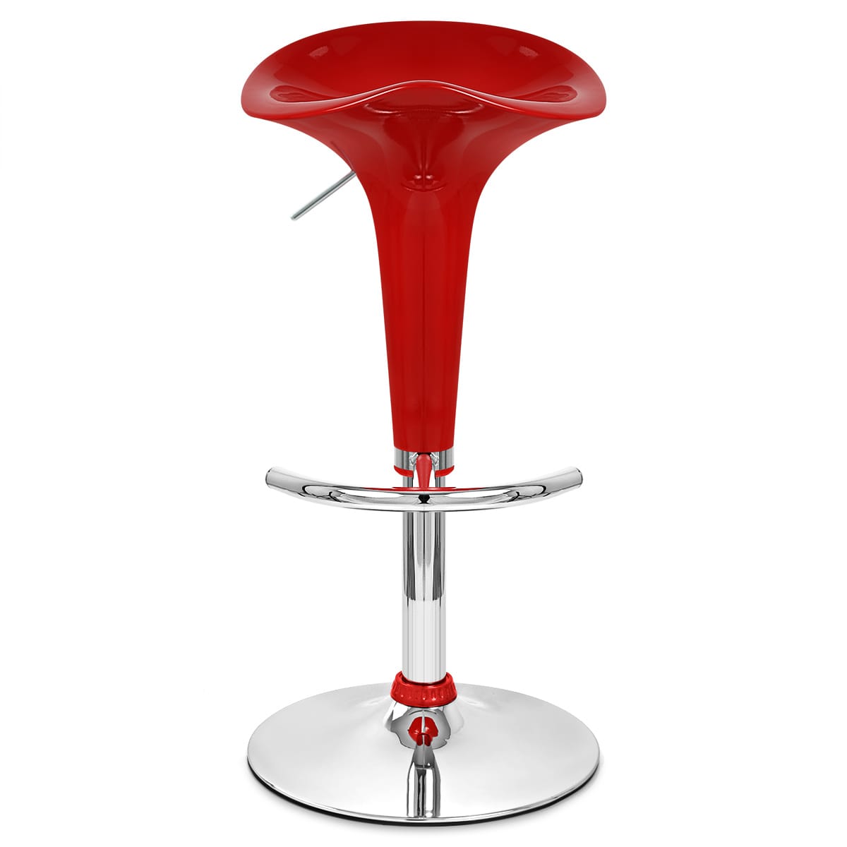 Sgabello Plastica Cromato - Gloss Coco Rosso