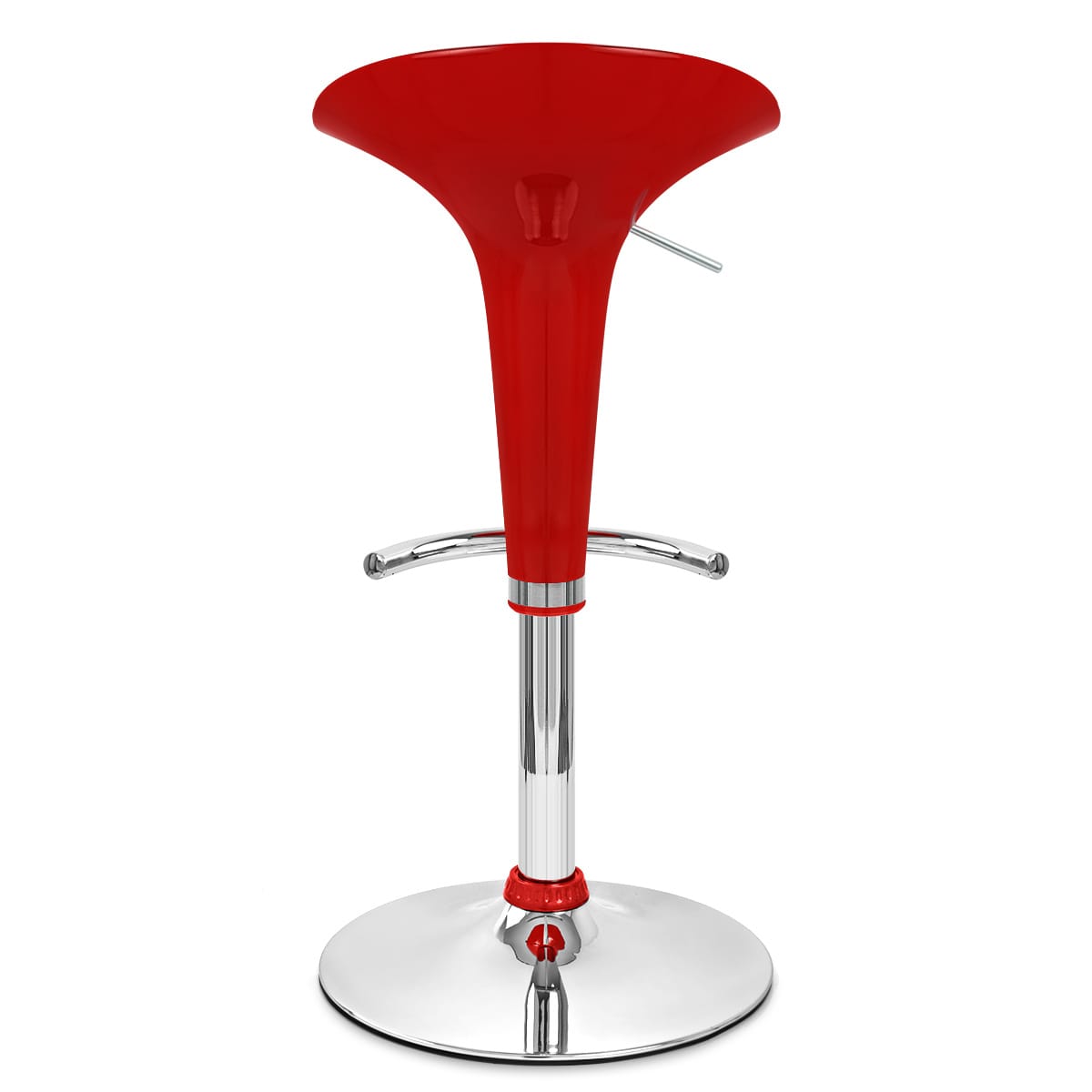 Sgabello Plastica Cromato - Gloss Coco Rosso