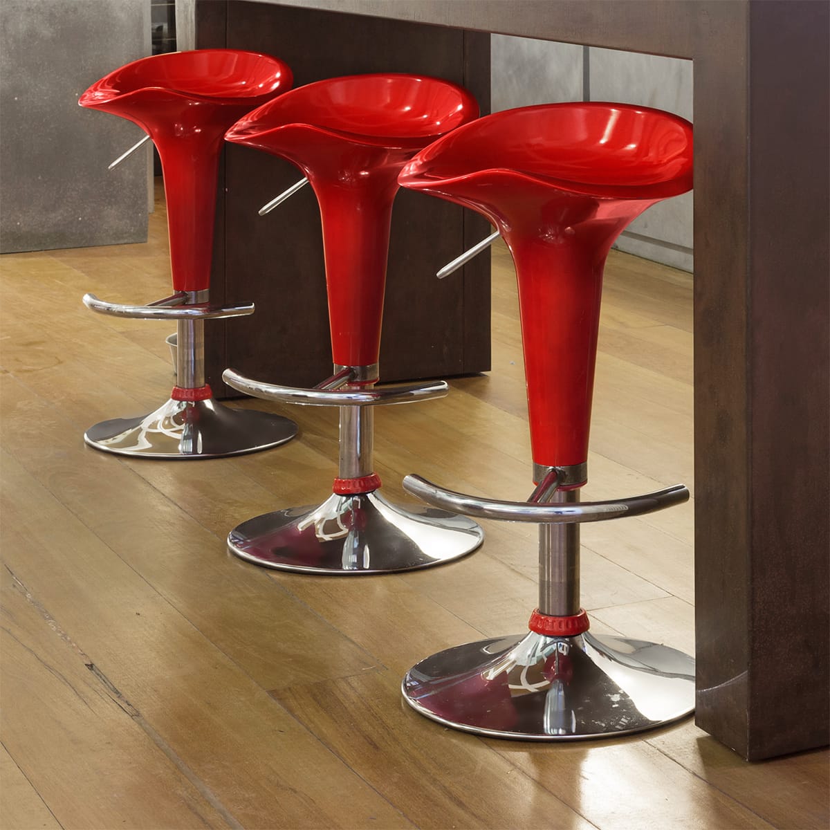 Sgabello Plastica Cromato - Gloss Coco Rosso