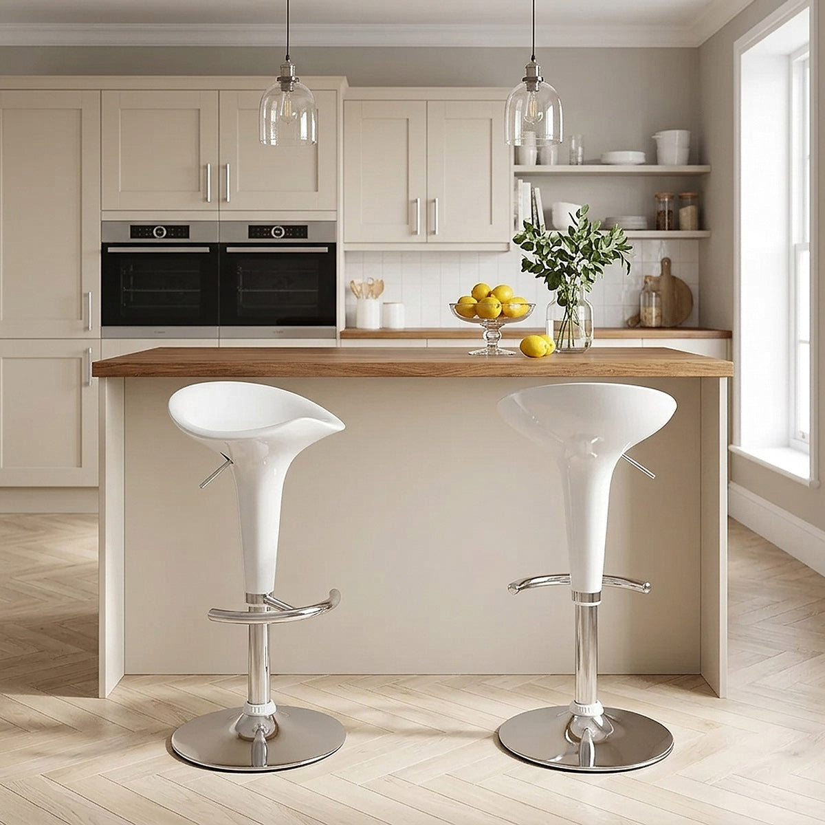 Sgabello Plastica Cromato - Gloss Coco Bianco