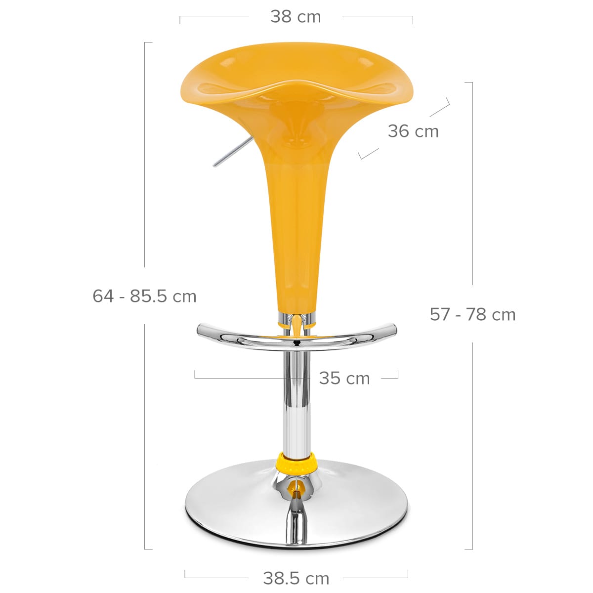 Sgabello Plastica Cromato - Gloss Coco Giallo