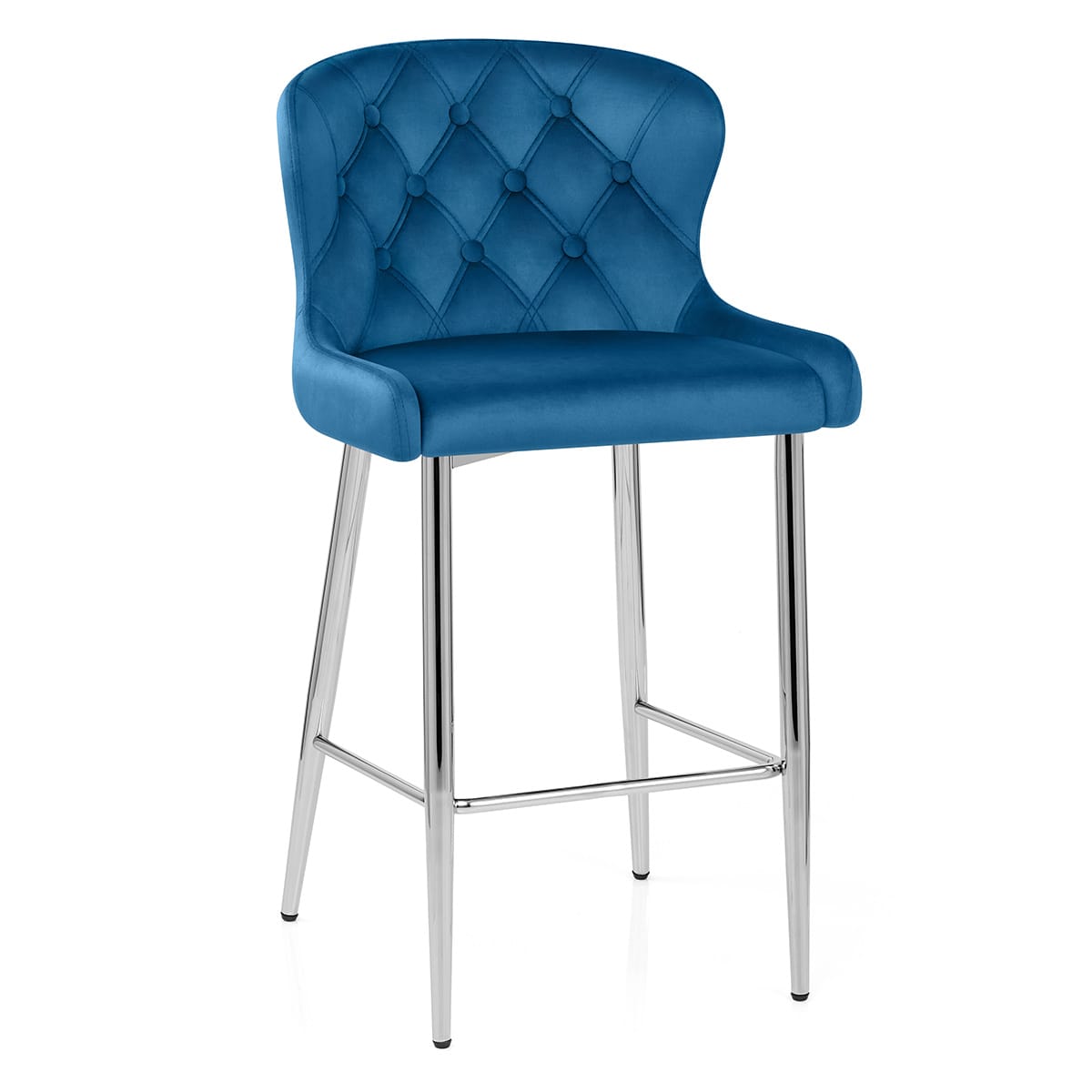 Sgabello Velluto Cromato - Grace Blu