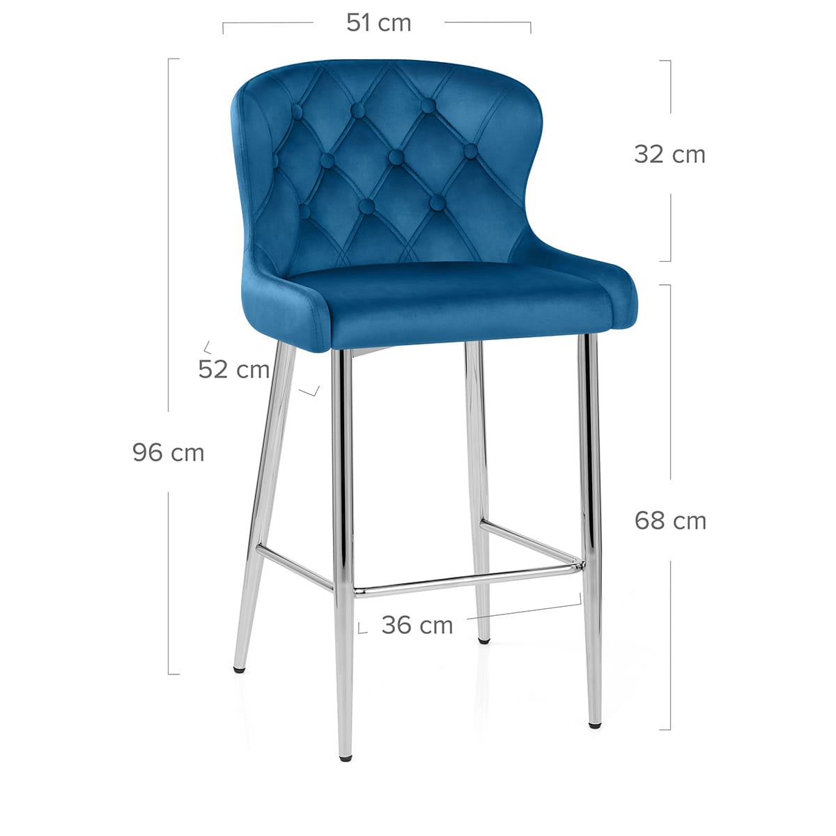 Sgabello Velluto Cromato - Grace Blu
