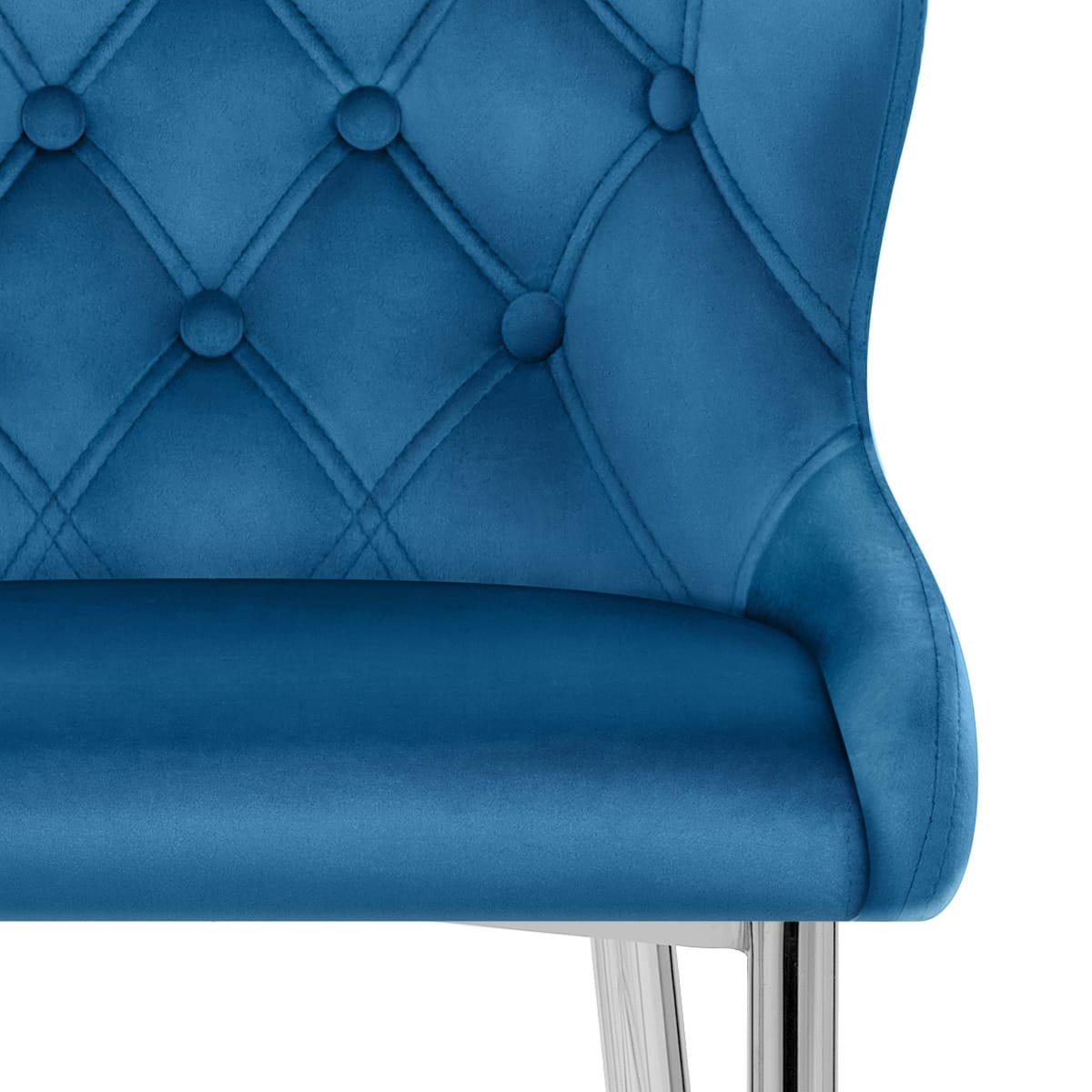 Sgabello Velluto Cromato - Grace Blu
