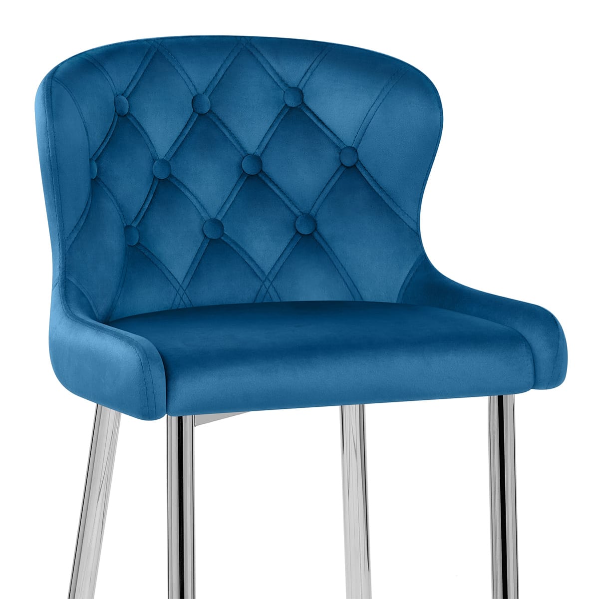 Sgabello Velluto Cromato - Grace Blu