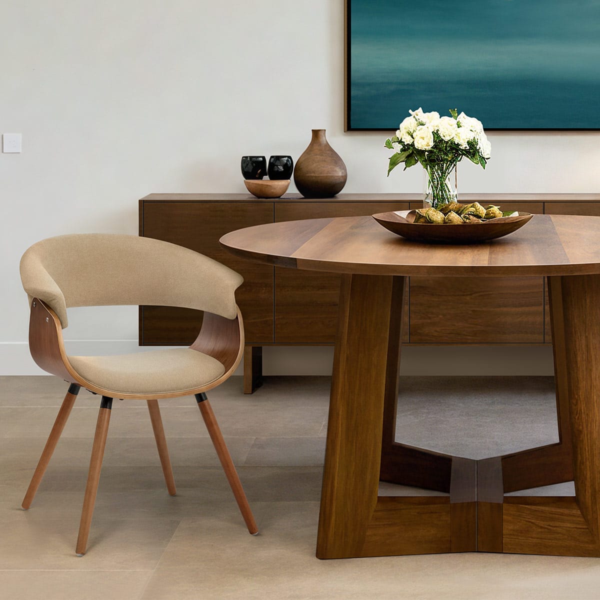 Sedia Tessuto Legno - Grafton Crema