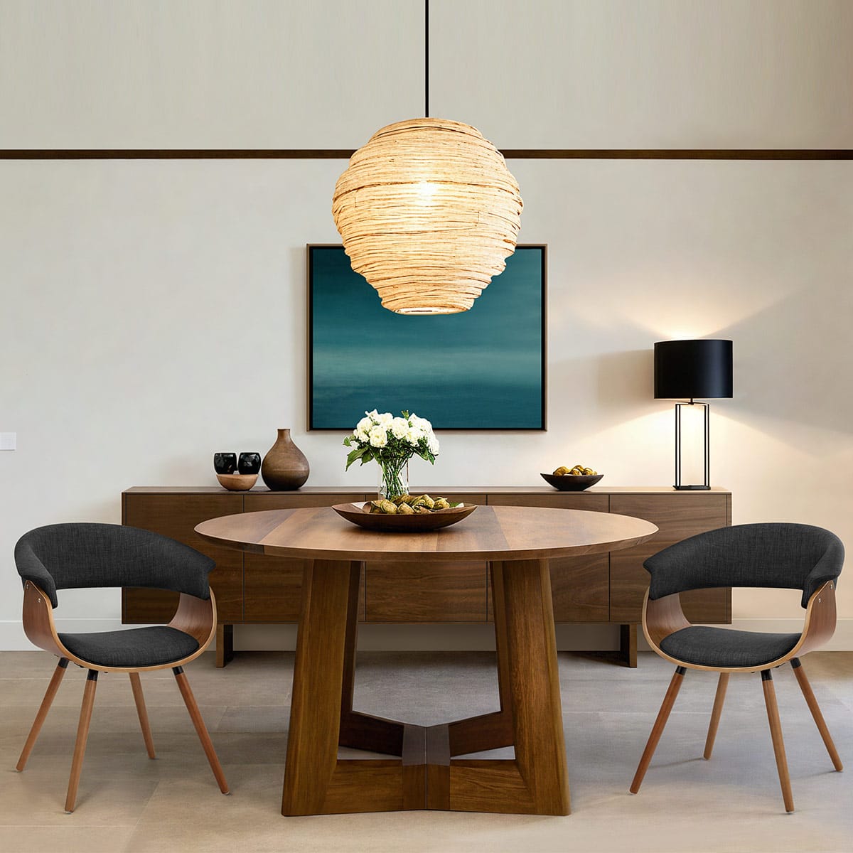 Sedia Tessuto Legno - Grafton Grigio