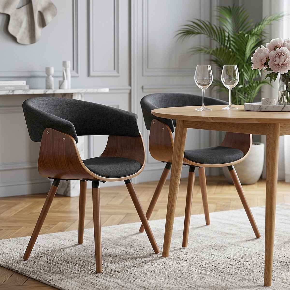 Sedia Tessuto Legno - Grafton Grigio
