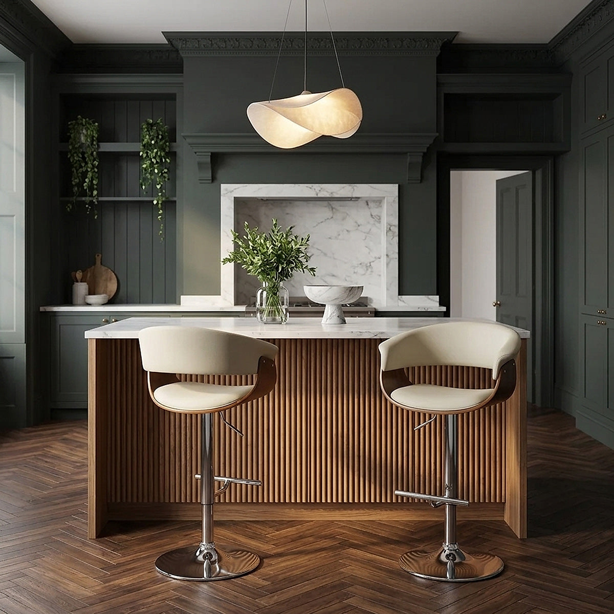 Sgabello Ecopelle Legno - Grafton Crema