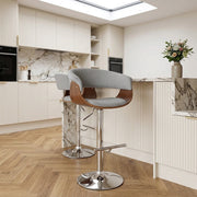 Sgabello Tessuto Legno - Grafton Grigio