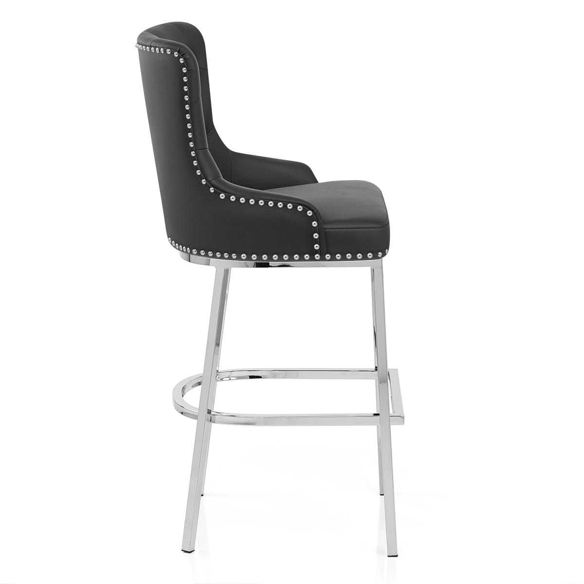 Sgabello Ecopelle Cromato - Grange Nero