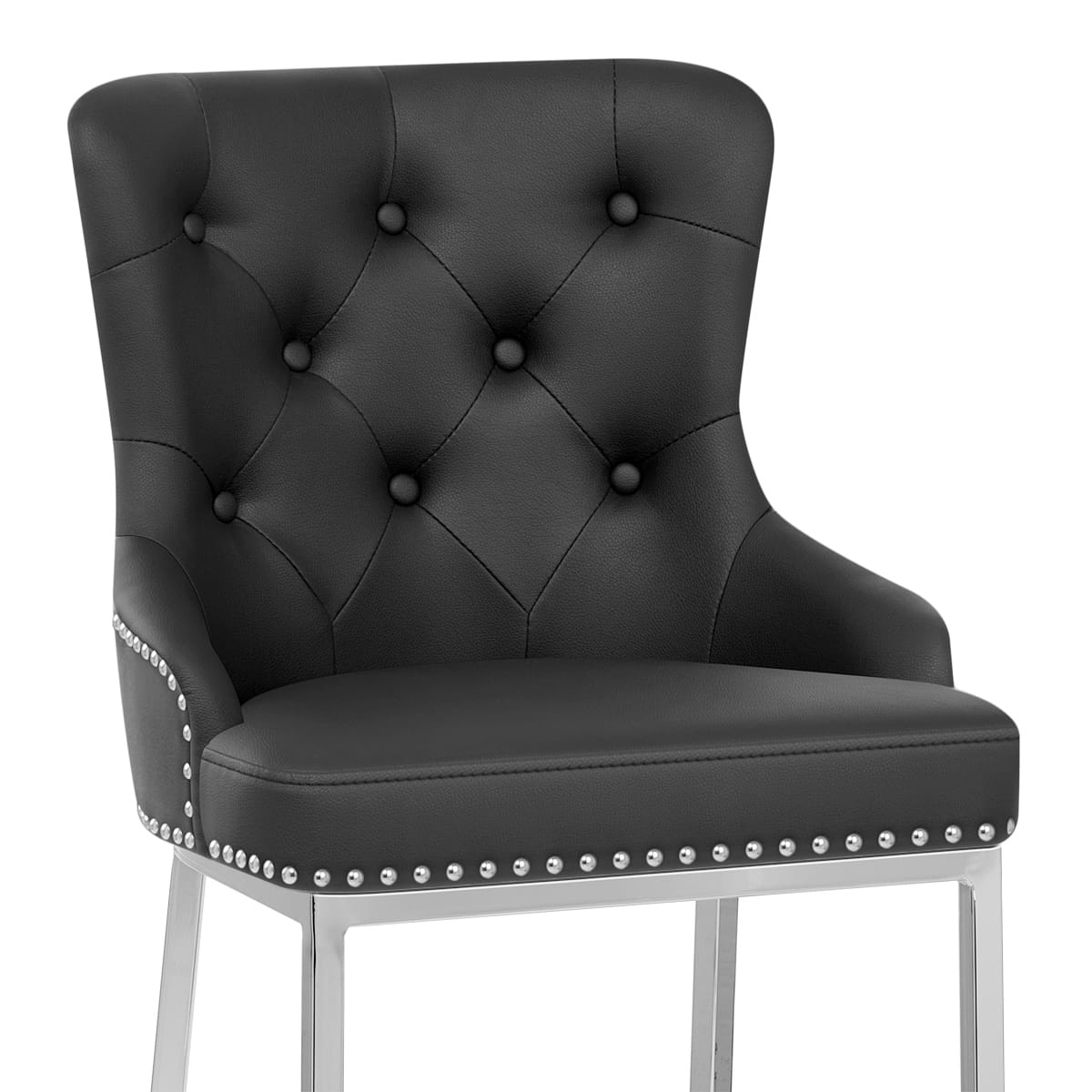 Sgabello Ecopelle Cromato - Grange Nero