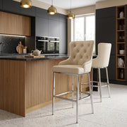 Sgabello Ecopelle Cromato - Grange Crema