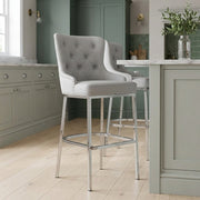 Sgabello Ecopelle Cromato - Grange Grigio