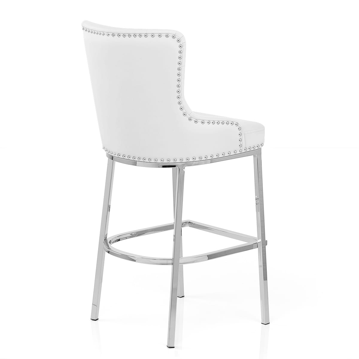 Sgabello Ecopelle Cromato - Grange Bianco