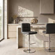 Sgabello Ecopelle Cromato - Grid Nero
